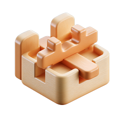 Wooden Puzzle Assembly Icon - Isometric 3D Design