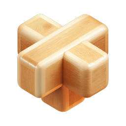 Wooden Puzzle Block 3D Icon - Realistic Wood Texture Design