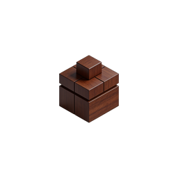 Icona puzzle a blocchi di legno | Gioco a cubo di mogano 3D