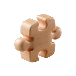 Wooden Puzzle Piece Icon - Realistic 3D Jigsaw Element