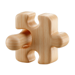 Wooden Puzzle Piece Icon - Realistic 3D Wooden Jigsaw