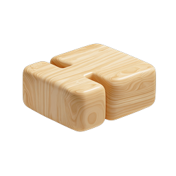 Ícone de peça de quebra-cabeça de madeira - Design de textura de madeira 3D realista