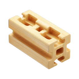 Isometric Wooden Rail Block Icon | Industrial Timber Component