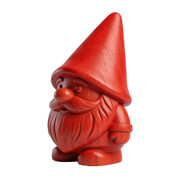 Red Wooden Gnome Figurine Icon - Hand-Carved Nordic Decor