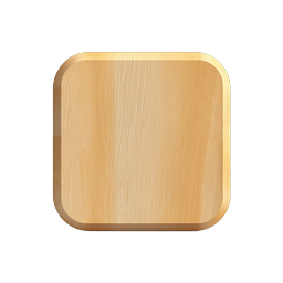 Wooden Rounded Square Icon - Natural 3D UI Element