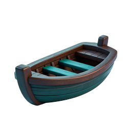 Wooden Rowboat 3D Icon - Teal & Brown Nautical Design