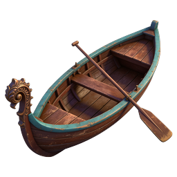 Wooden Rowboat with Dragon Figurehead Icon - 3D Realistic