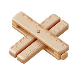Crossed Wooden Rulers Icon - Realistic Measurement Tool