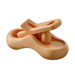 Wooden Sculpture 3D Rendered Organic Design Icon