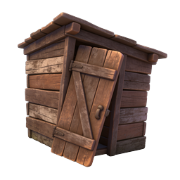 Rustic Wooden Shack Hut 3D Icon for Game Design