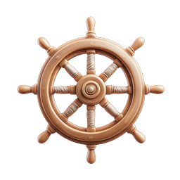 Wooden Ship Wheel Icon - Nautical Helm Design
