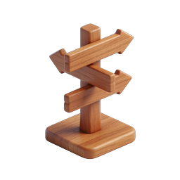 Wooden Signpost Directional Arrows 3D Icon