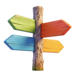 Colorful Wooden Signpost Direction Icon - 3D Realistic