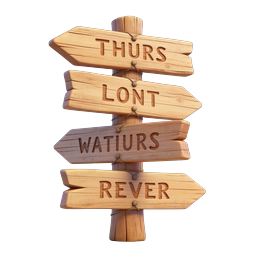 Wooden Signpost Directional Icon - 3D Rustic Wayfinding