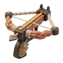 Wooden Slingshot 3D Icon with Turtle Detail