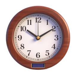 Wooden Solar Clock Icon - Realistic 3D Timepiece