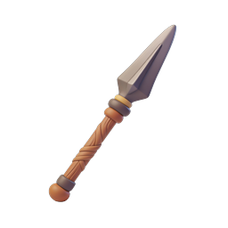 3D Wooden Spear Icon - Rustic Medieval Weapon Design