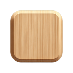 Realistic Wooden Square Block 3D Icon with Wood Grain Texture
