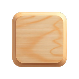 Realistic Wooden Square Button Icon - Natural Wood Texture