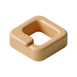 Wooden Square Frame Icon - Realistic 3D Natural Wood Design