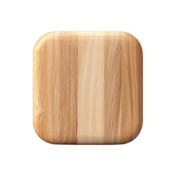 Realistic Wooden Square Icon - Natural Wood Grain Design