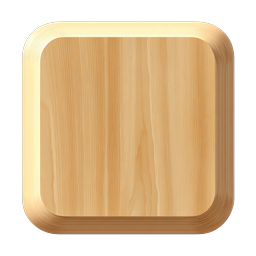 Realistic Wooden Square Icon - Natural Wood Grain Tile