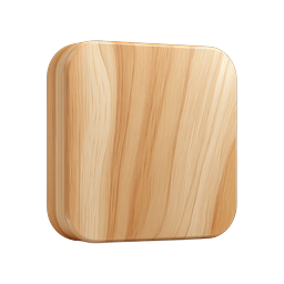 Wooden Square Icon - Realistic 3D Wood Texture Design