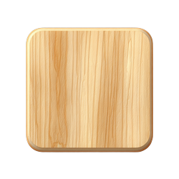 Realistic Wooden Square Icon with Natural Grain Texture