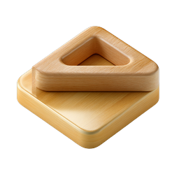 Wooden Square Tray Icon - Isometric 3D Wood Design