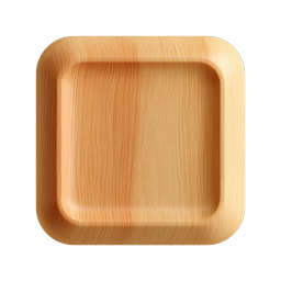 Wooden Square Tray Icon - Natural Wood Grain Design