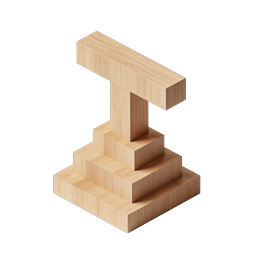 Isometric Wooden Staircase 3D Block Icon - Architecture & Construction