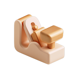 木製スタンププレス工具アイコン - 3Dレンダリング