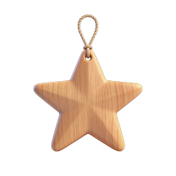 Wooden Star Ornament Icon - Rustic Holiday Decoration