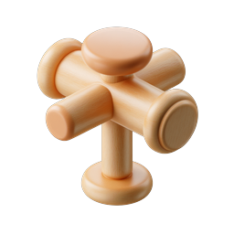 Wooden Tap Icon - 3D Realistic Faucet Design
