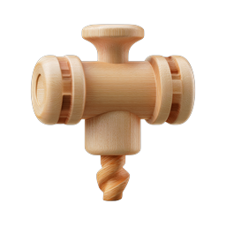 Wooden Tap Valve Icon - Realistic 3D Plumbing Symbol