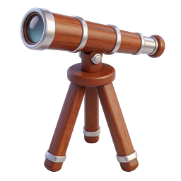 Wooden Telescope Icon - 3D Rendered Observatory Asset