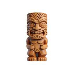 Carved Wooden Tiki Statue Icon - Tropical Polynesian Art
