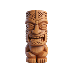 Icono de estatua tiki de madera – figura tallada tribal polinesia