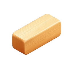 Wooden Timber Block Icon | Realistic 3D Lumber Illustration