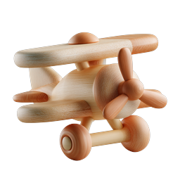 Wooden Toy Airplane Icon - Realistic 3D Render