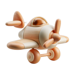 Wooden Toy Airplane Icon - Classic Children's Plane 3D
