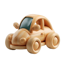 Wooden Toy Car Icon - Classic 3D Render Design
