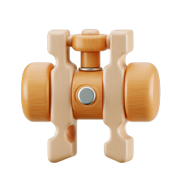 Wooden Toy Wheels Icon - 3D Realistic Render