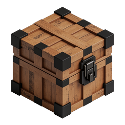 Wooden Treasure Chest Icon - 3D Isometric Game Asset