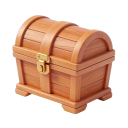 Wooden Treasure Chest Icon - 3D Clay Render Style