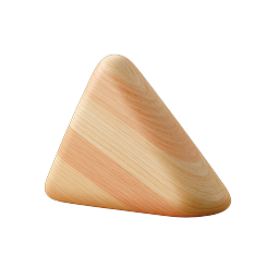 Wooden Triangle Icon - Natural 3D Geometric Shape