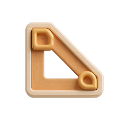 Wooden Triangle Ruler Icon - 3D Realistic Design Tool