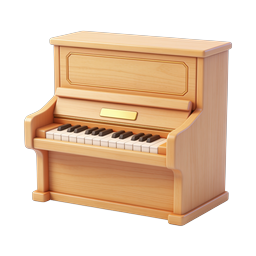 Wooden Upright Piano Icon - 3D Realistic Music Instrument