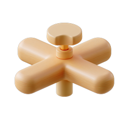 3D 木製バルブハンドルアイコン - 配管コントロールノブ