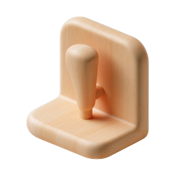 Wooden Wall Hook Icon - 3D Rendered Home Decor